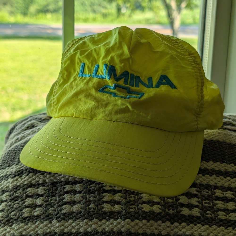 Vintage 90's Chevrolet Lumina Neon Yellow Snap Back Hat Made In The USA